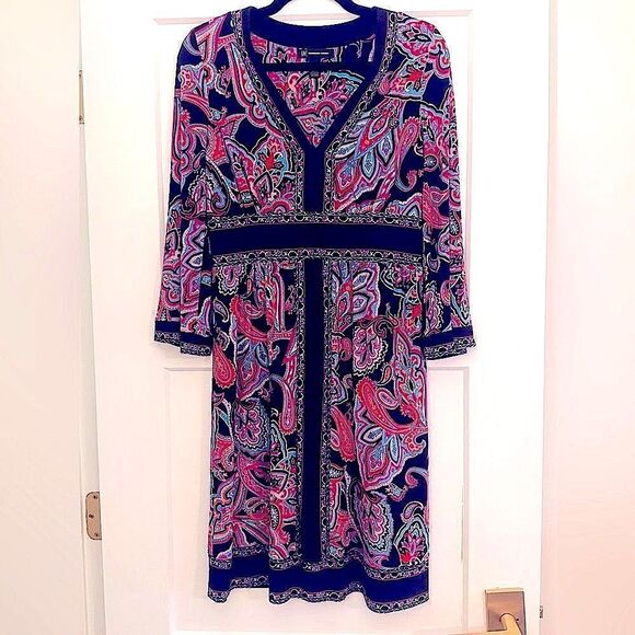 INC International Concepts Bell Sleeve Paisley Dress - Picture 1 of 8